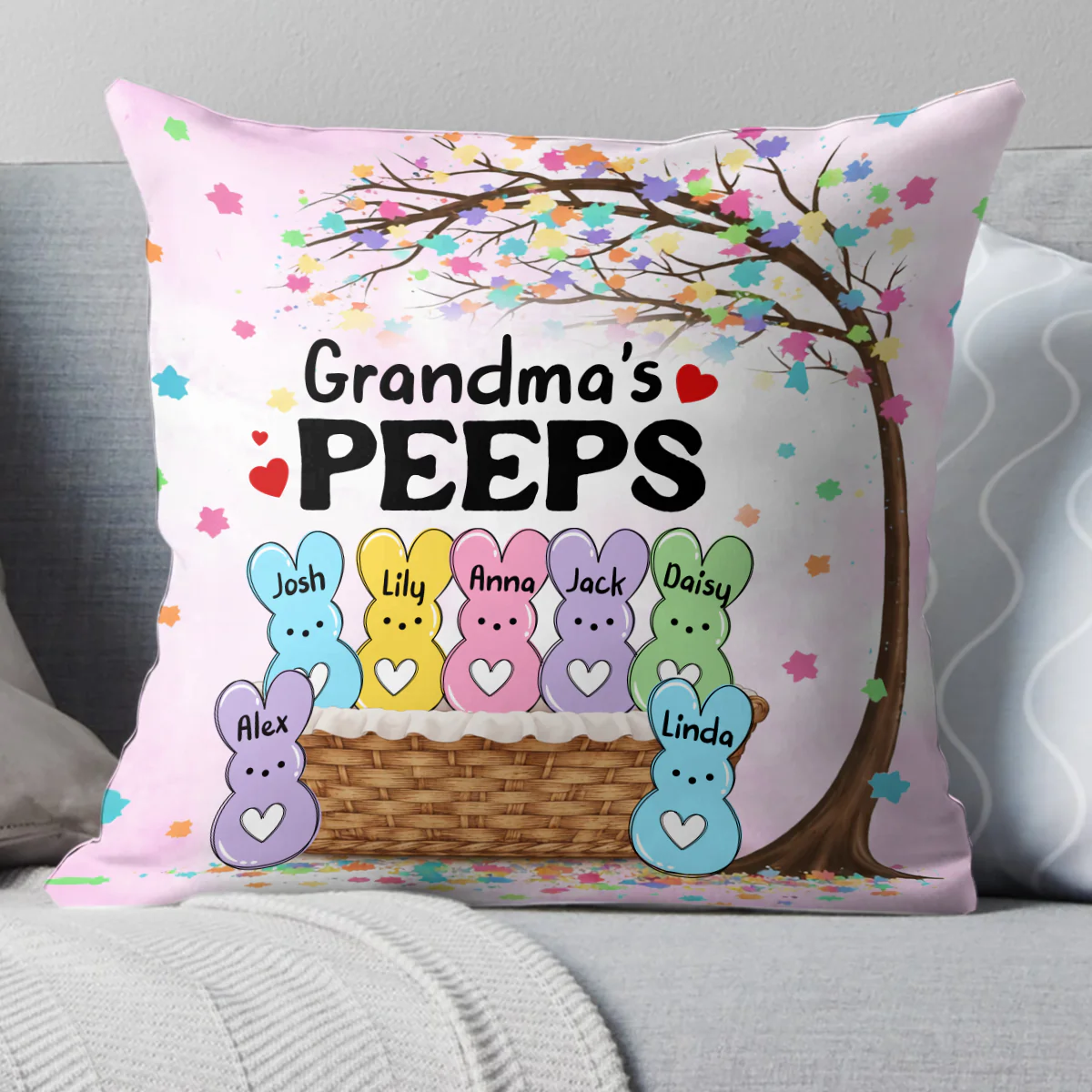 Grandma's Peeps - Personalized Crystal Velvet Pillow - Image 3
