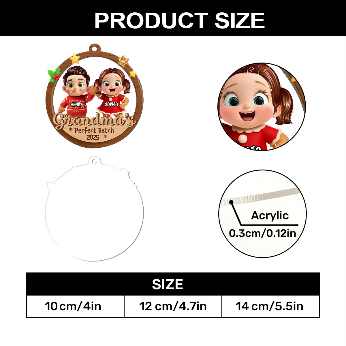 Grandma's Perfect Batch - Personalized 1-Layer Acrylic Ornament - Image 7