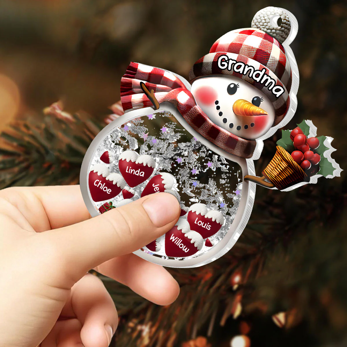 Grandma’s Snow Globe - Personalized 3 Layered Christmas Shaker Ornament - Image 2