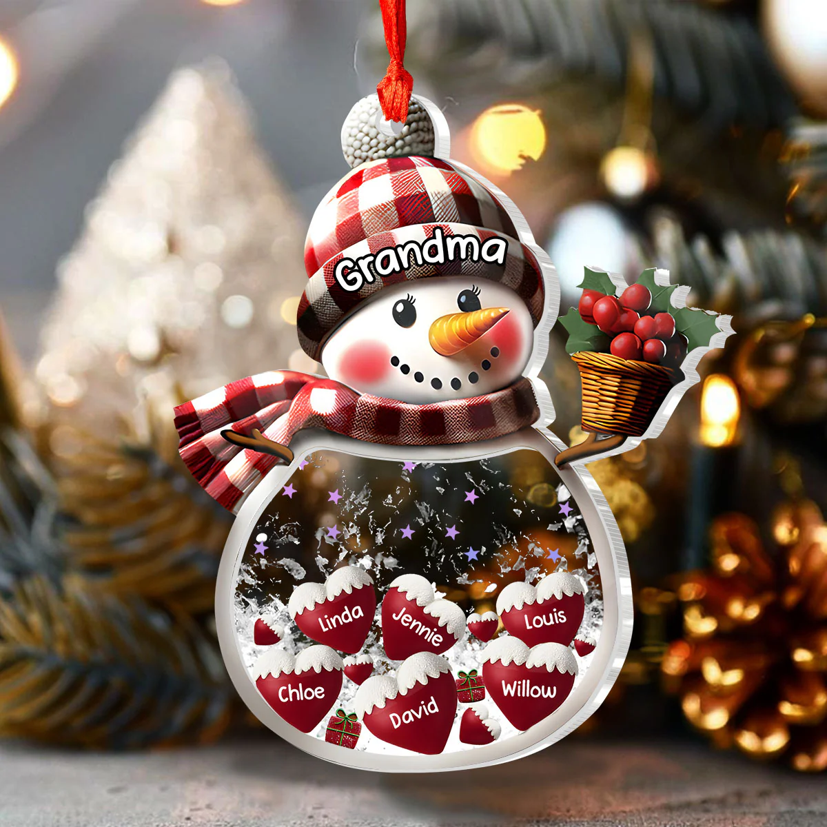 Grandma’s Snow Globe - Personalized 3 Layered Christmas Shaker Ornament - Image 3