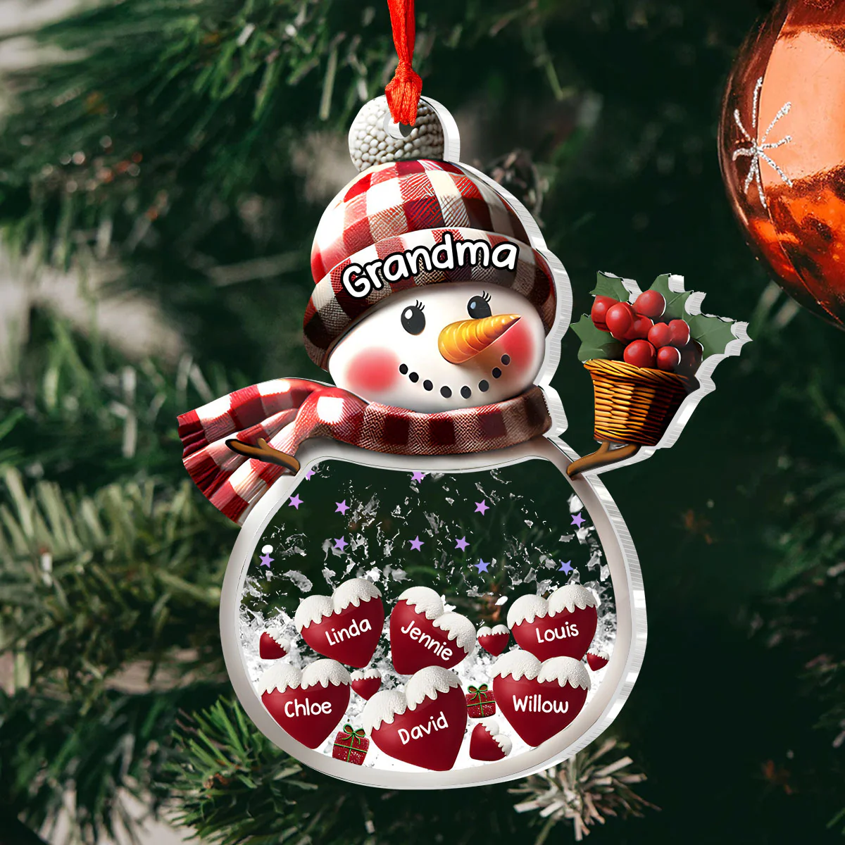 Grandma’s Snow Globe - Personalized 3 Layered Christmas Shaker Ornament - Image 4