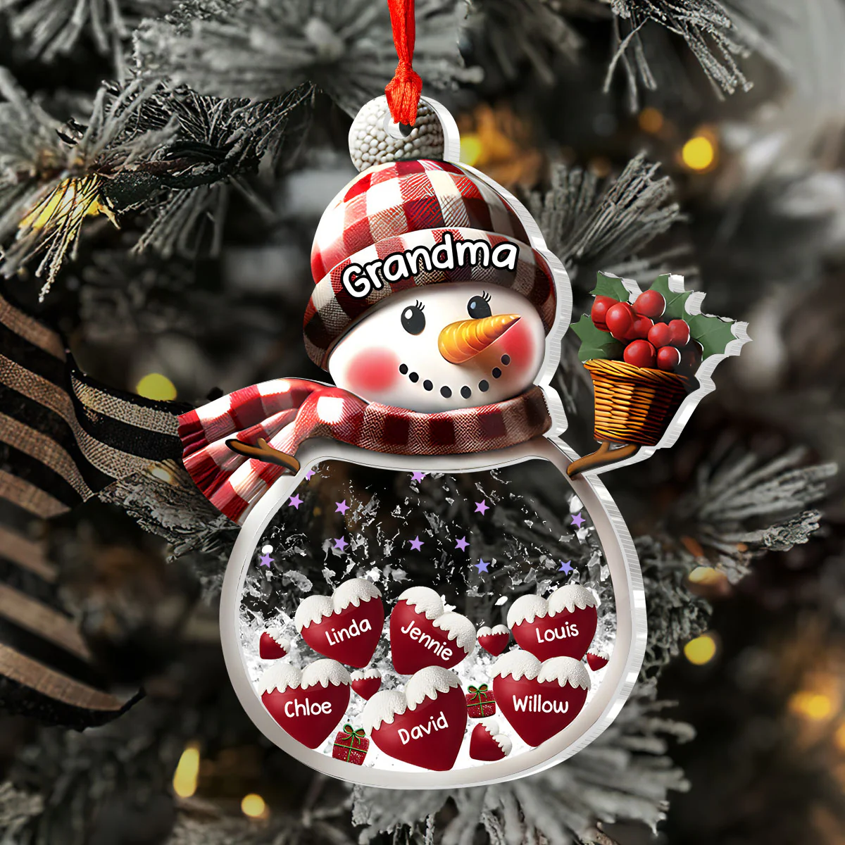 Grandma’s Snow Globe - Personalized 3 Layered Christmas Shaker Ornament - Image 5