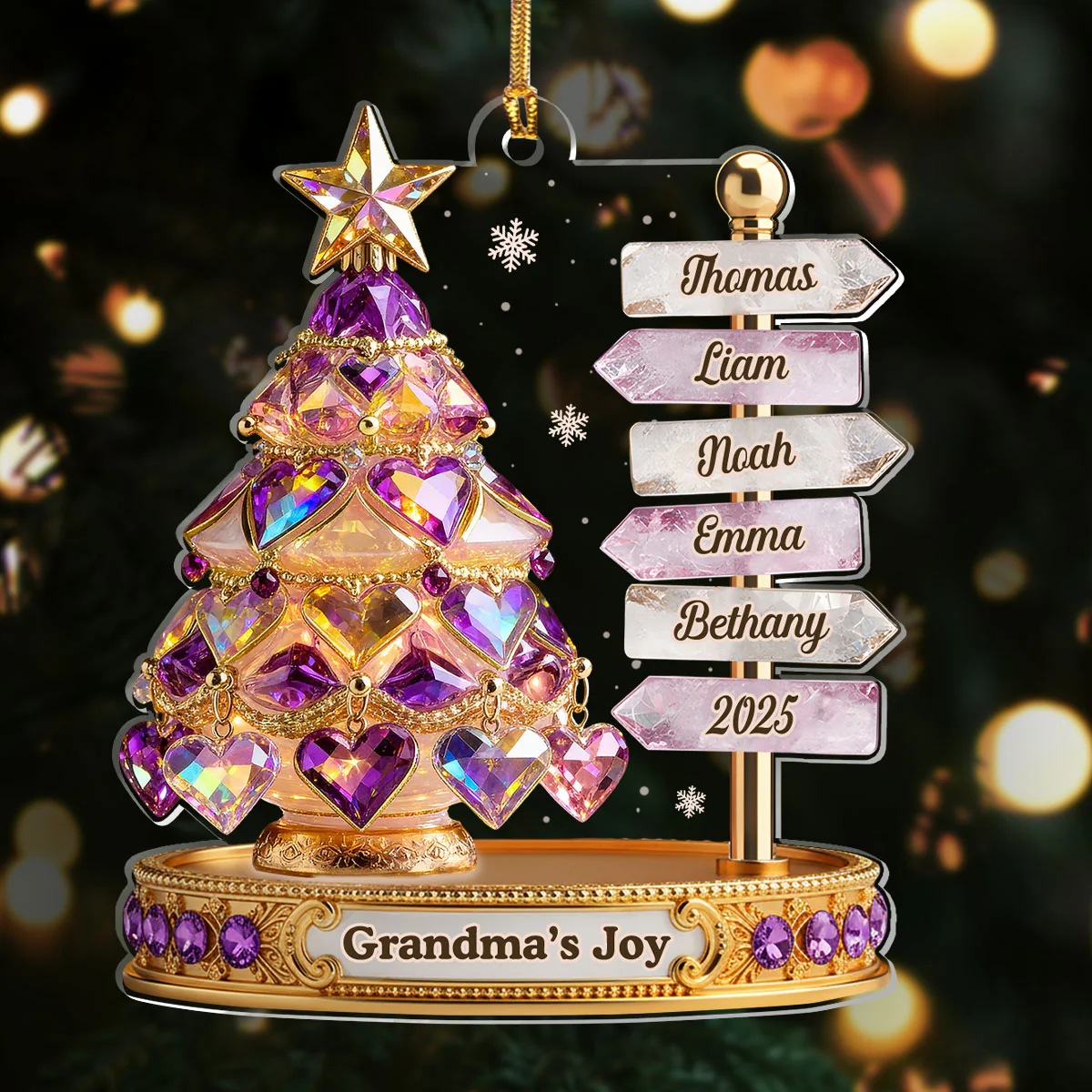 Grandma's Tree Of Love - Personalized 1-Layer Acrylic Ornament - Image 2