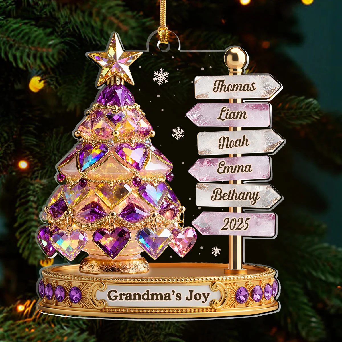 Grandma's Tree Of Love - Personalized 1-Layer Acrylic Ornament - Image 3
