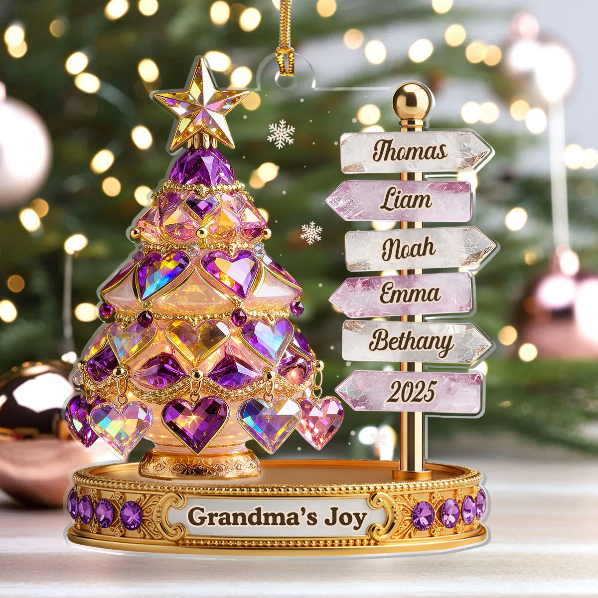 Grandma's Tree Of Love - Personalized 1-Layer Acrylic Ornament - Image 4
