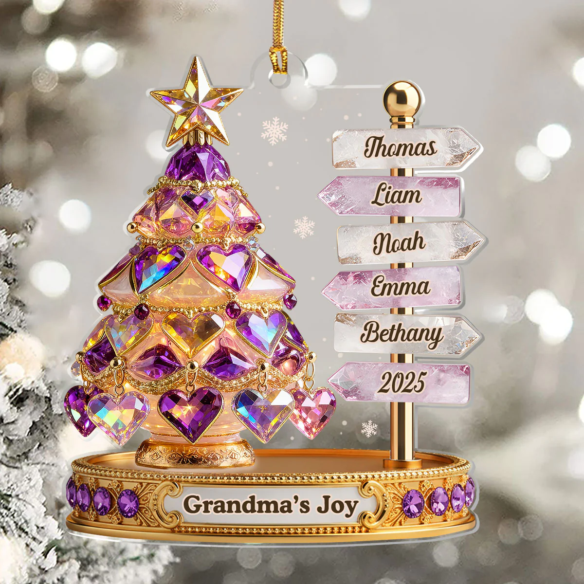 Grandma's Tree Of Love - Personalized 1-Layer Acrylic Ornament - Image 5