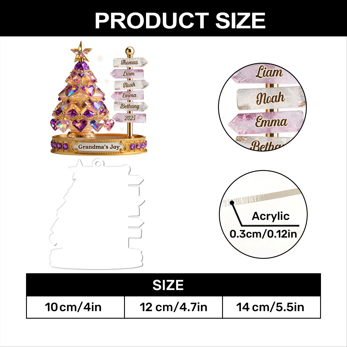 Grandma's Tree Of Love - Personalized 1-Layer Acrylic Ornament - Image 7