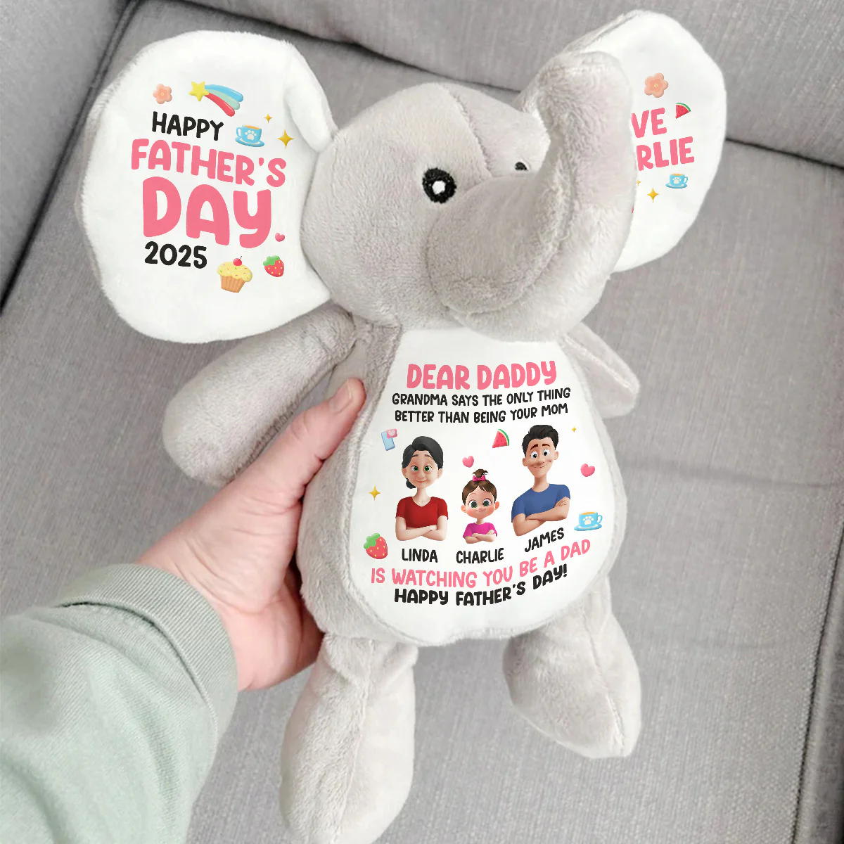 Grandma Says The Only Thing Better - Personalized Stuffed Elephant - Image 3