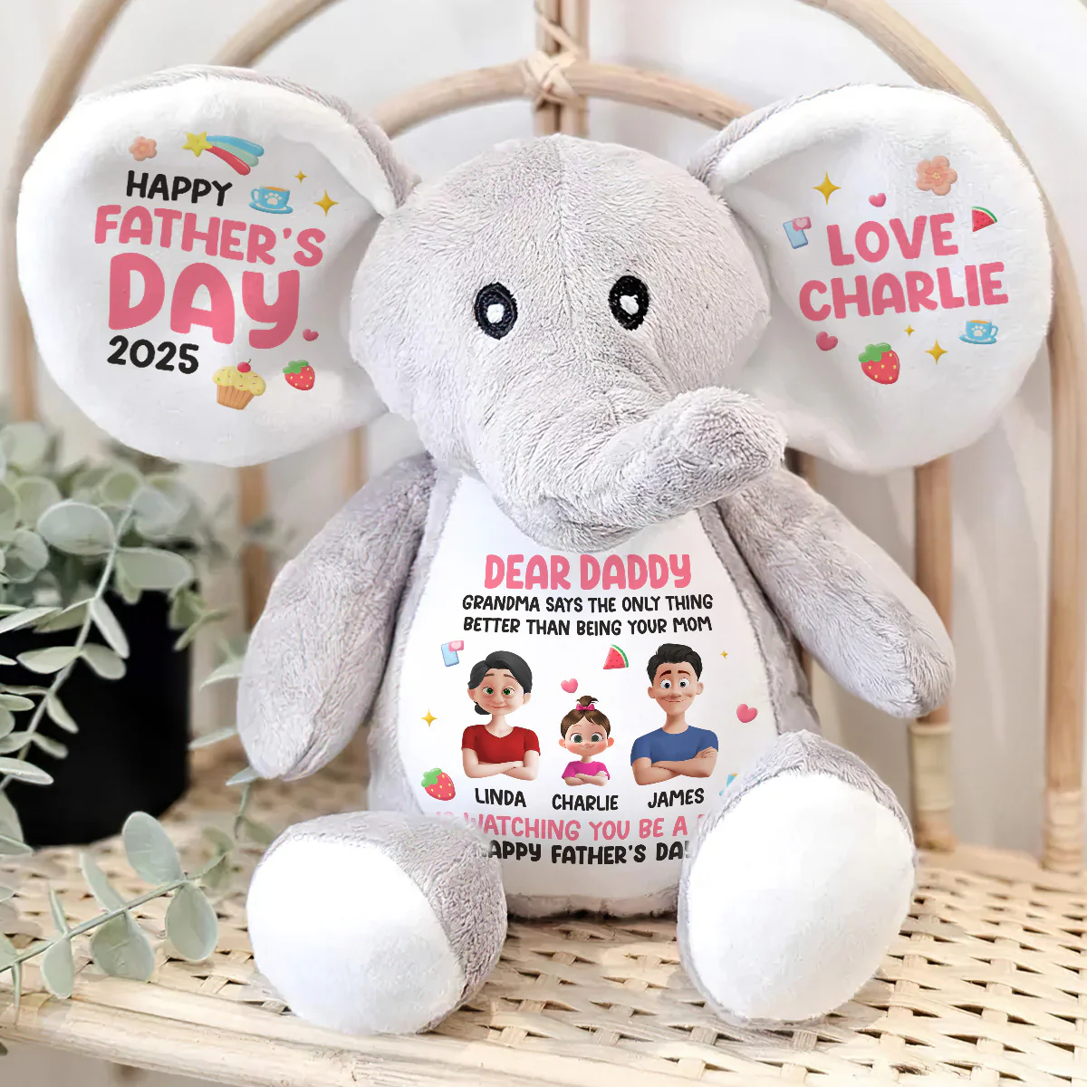 Grandma Says The Only Thing Better - Personalized Stuffed Elephant - Image 4