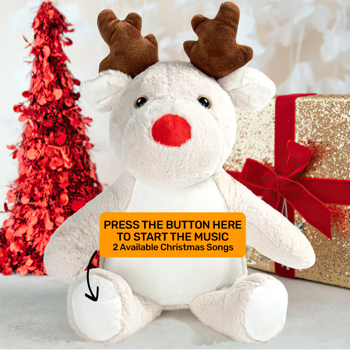 Grandma Sends You A Hug For Your First Christmas - Personalized Stuffed Reindeer - Image 6