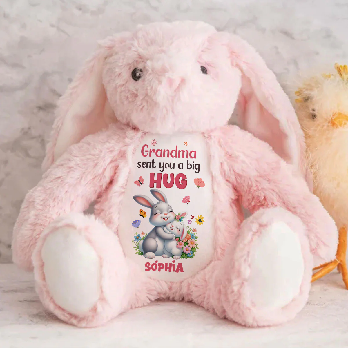 Grandma Sent You A Big Hug - Personalized Stuffed Bunny - Image 6