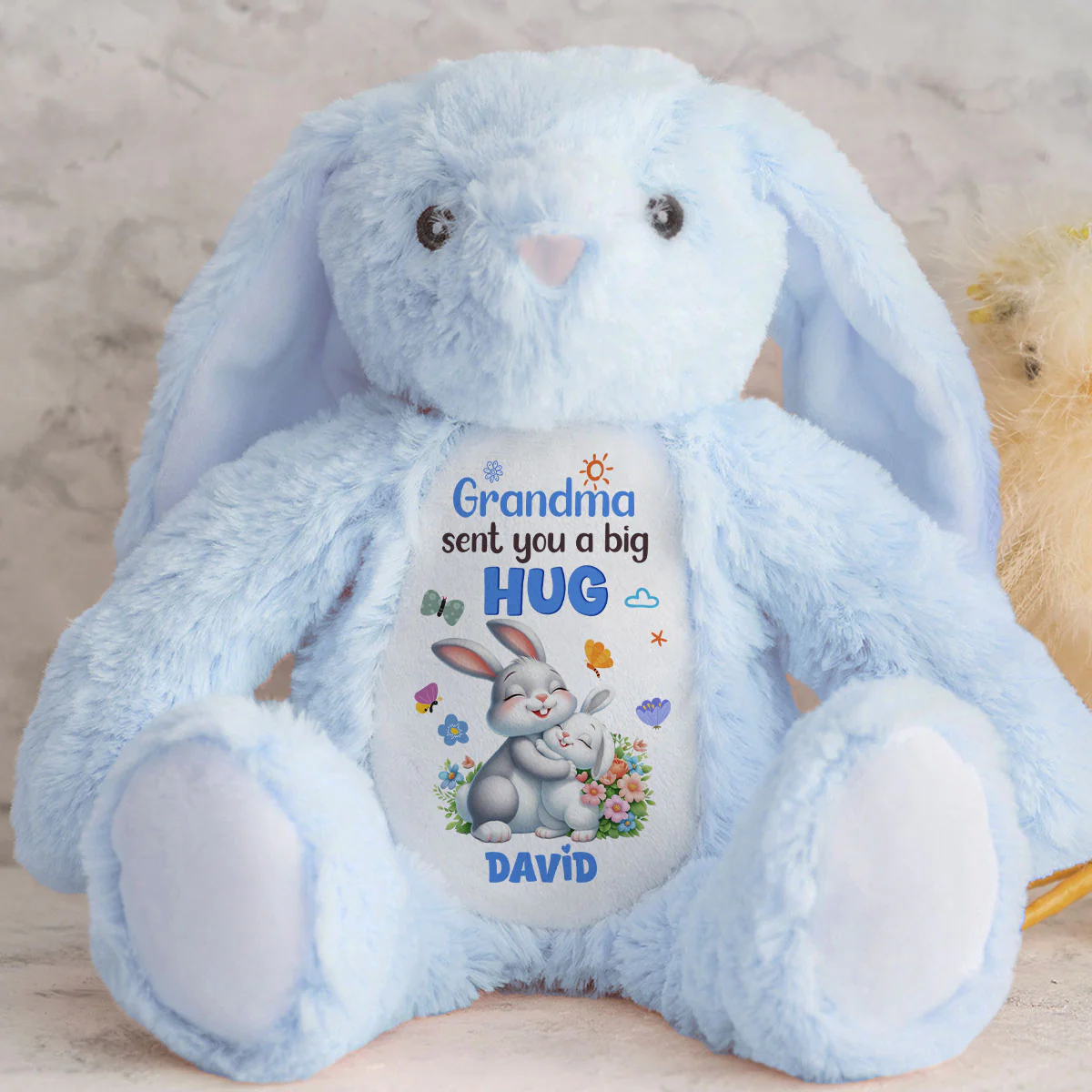 Grandma Sent You A Big Hug - Personalized Stuffed Bunny - Image 7