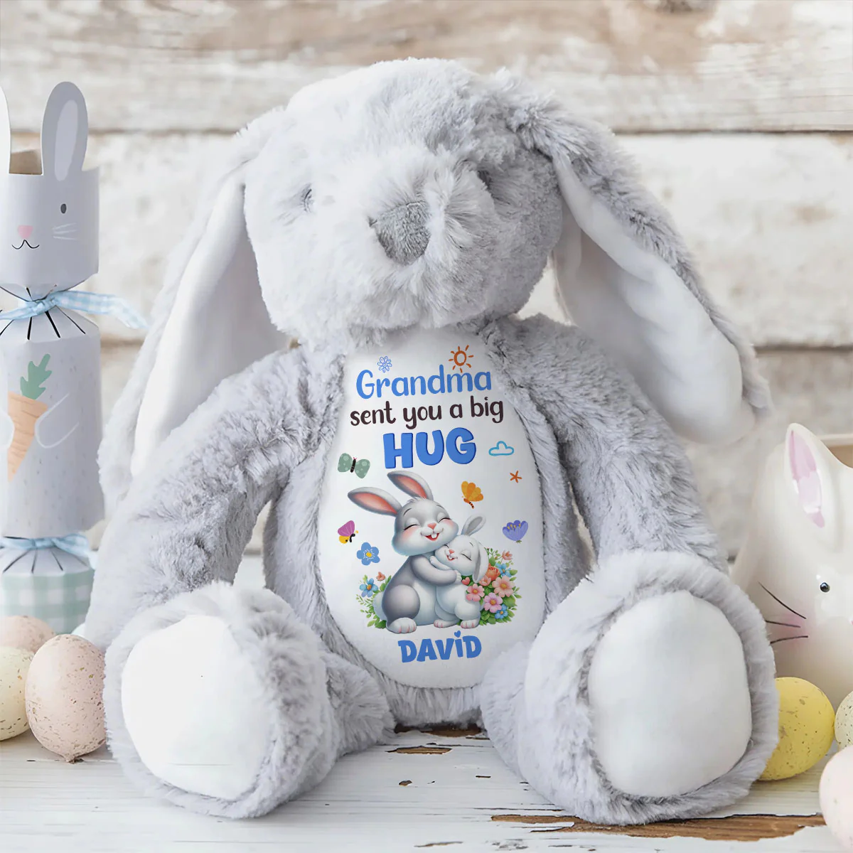 Grandma Sent You A Big Hug - Personalized Stuffed Bunny - Image 8