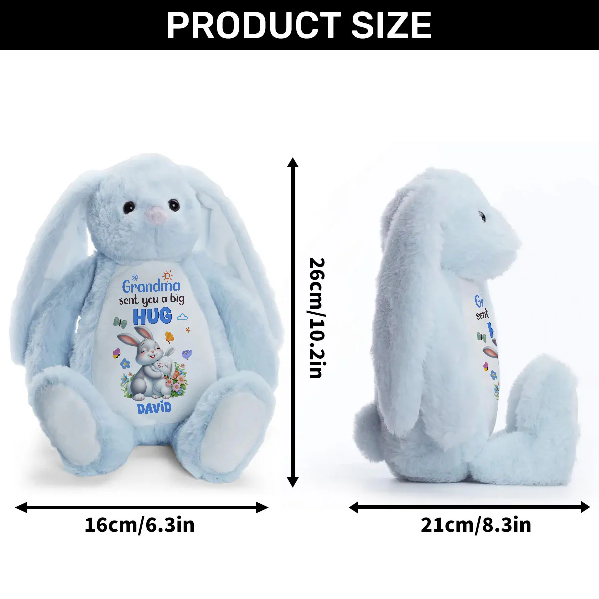 Grandma Sent You A Big Hug - Personalized Stuffed Bunny - Image 9