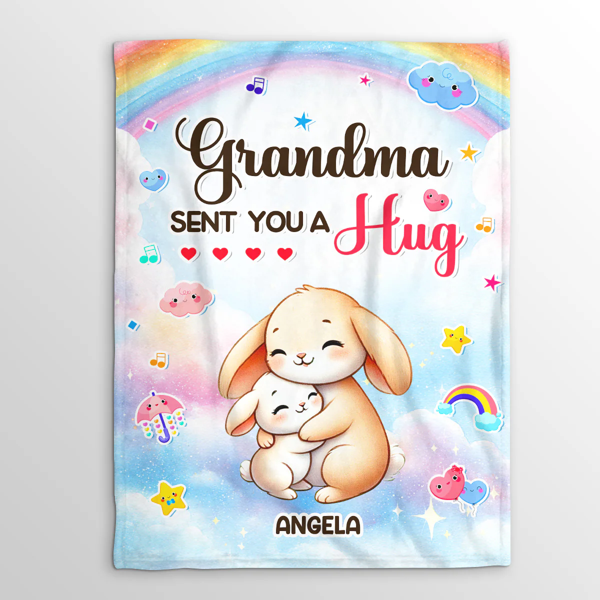 Grandma Sent You A Hug - Personalized Fleece Blanket - Image 3
