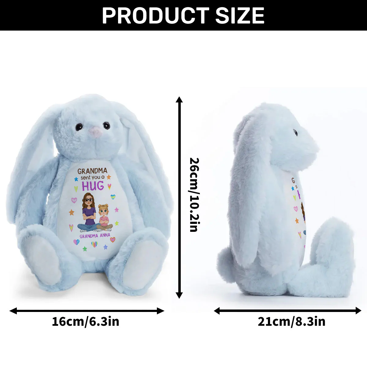 Grandma Sent You A Hug - Personalized Stuffed Bunny - Image 10