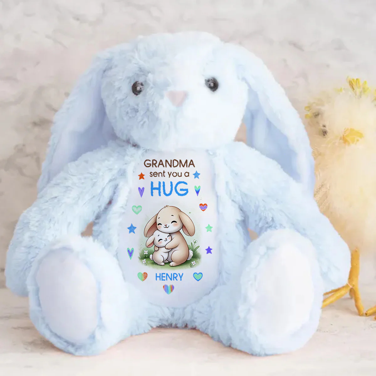 Grandma Sent You A Hug - Personalized Stuffed Bunny - Image 3