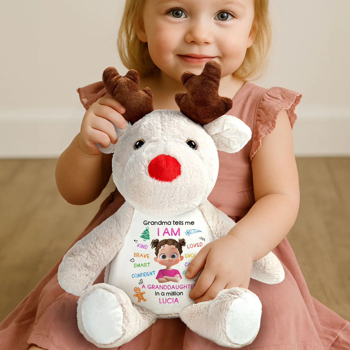 Grandma Tells Me - Personalized Stuffed Reindeer - Image 3