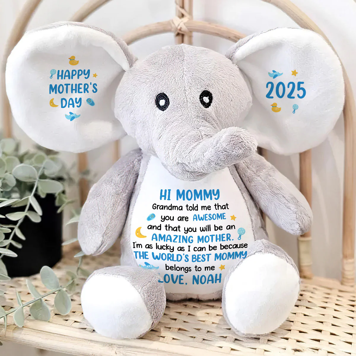 Grandma Told Me That You Are Awesome - Personalized Stuffed Elephant - Image 4