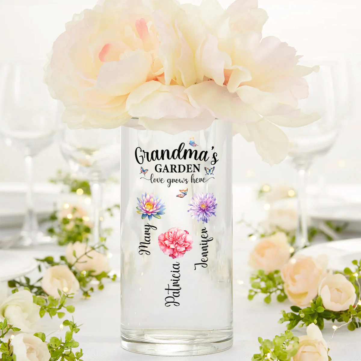 Grandma's Garden - Personalized Glass Vase - Image 4