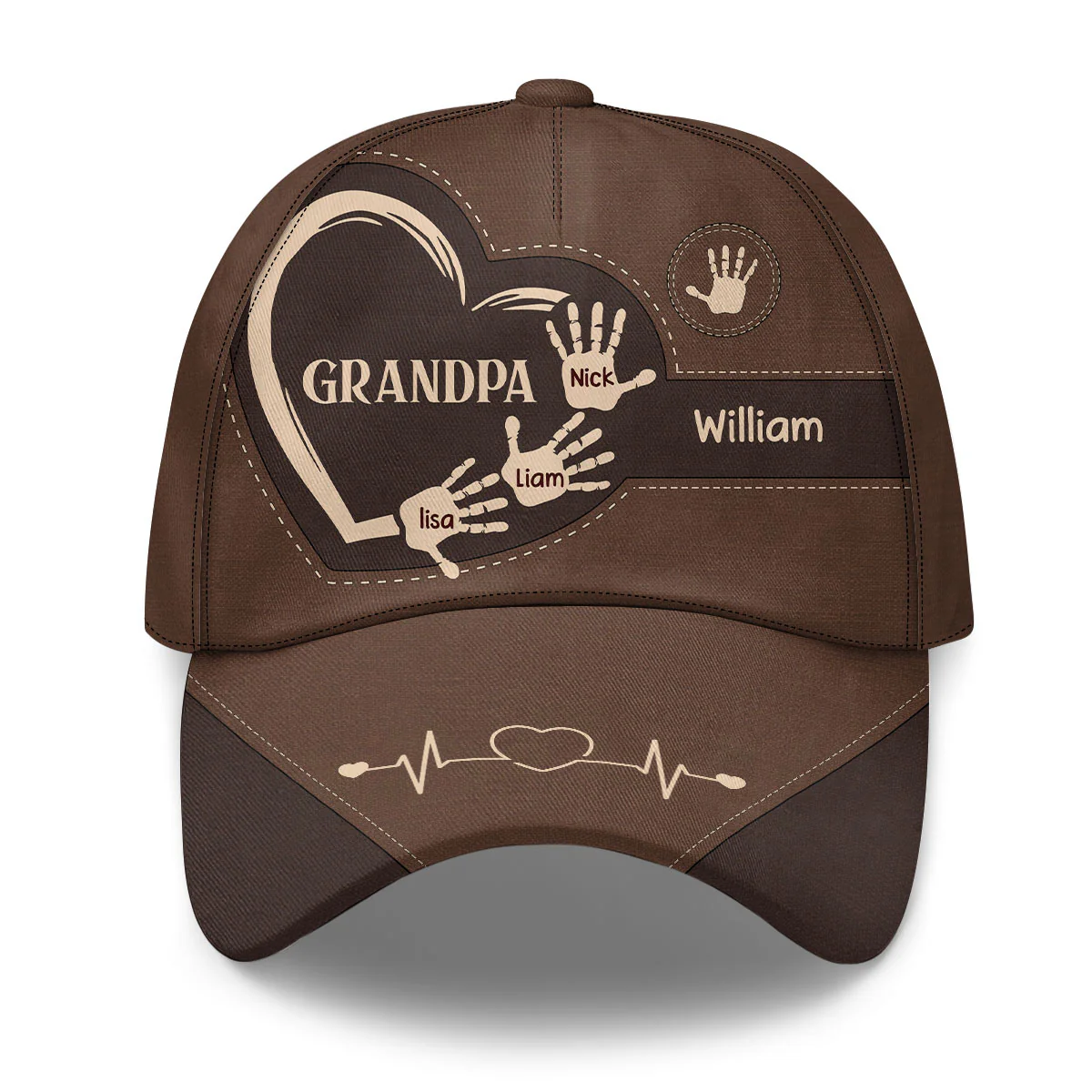 Grandpa Dad Kids Handprints - Personalized Classic Cap