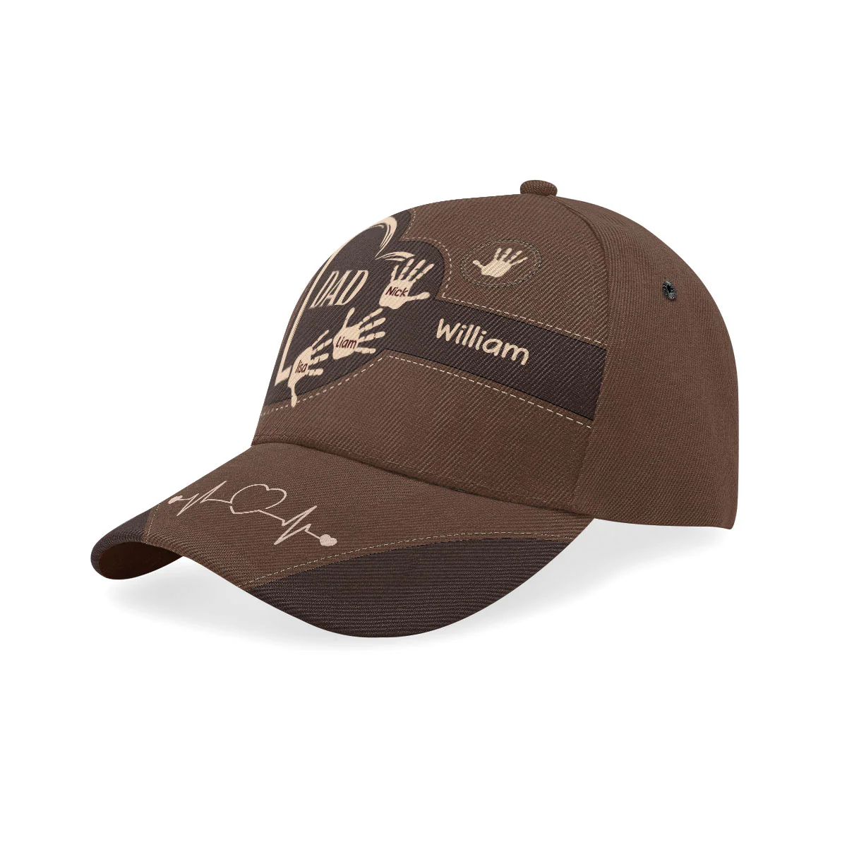 Grandpa Dad Kids Handprints - Personalized Classic Cap - Image 2