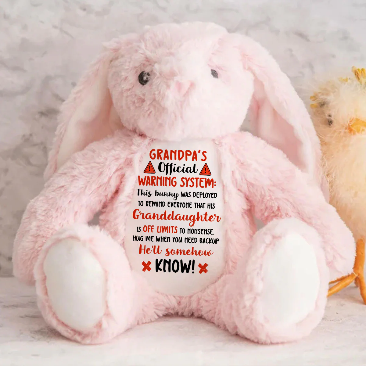 Grandpa's Official Warning System - Personalized Stuffed Bunny - Image 7
