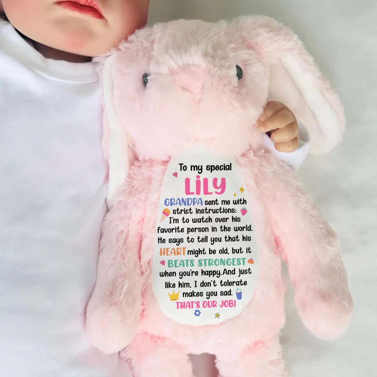Grandpa's Strict Instructions - Personalized Stuffed Bunny - Image 6
