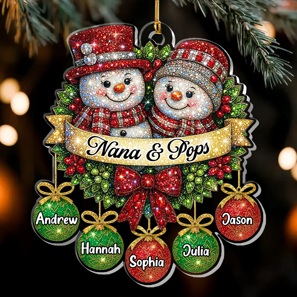 Grandparents' Love Sparkles - Personalized 1-Layer Acrylic Ornament