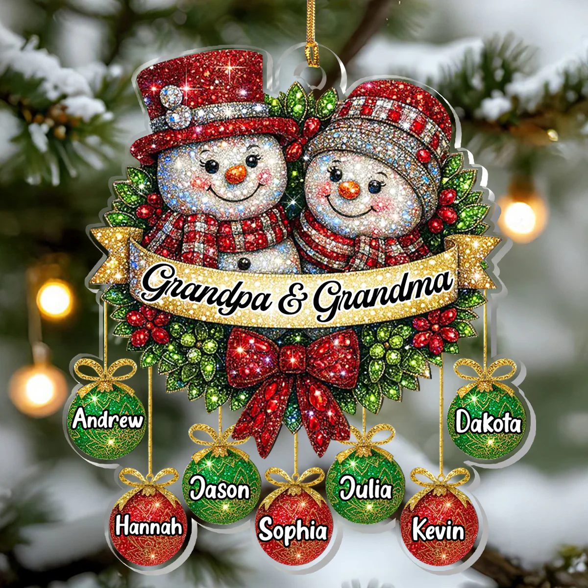 Grandparents' Love Sparkles - Personalized 1-Layer Acrylic Ornament - Image 2