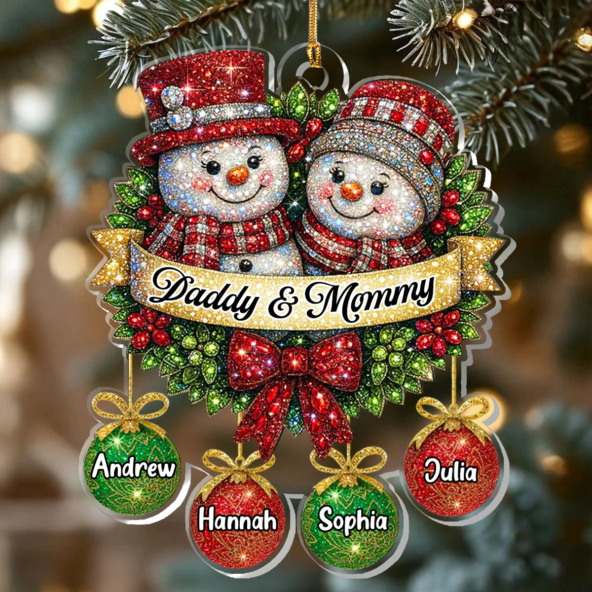 Grandparents' Love Sparkles - Personalized 1-Layer Acrylic Ornament - Image 4