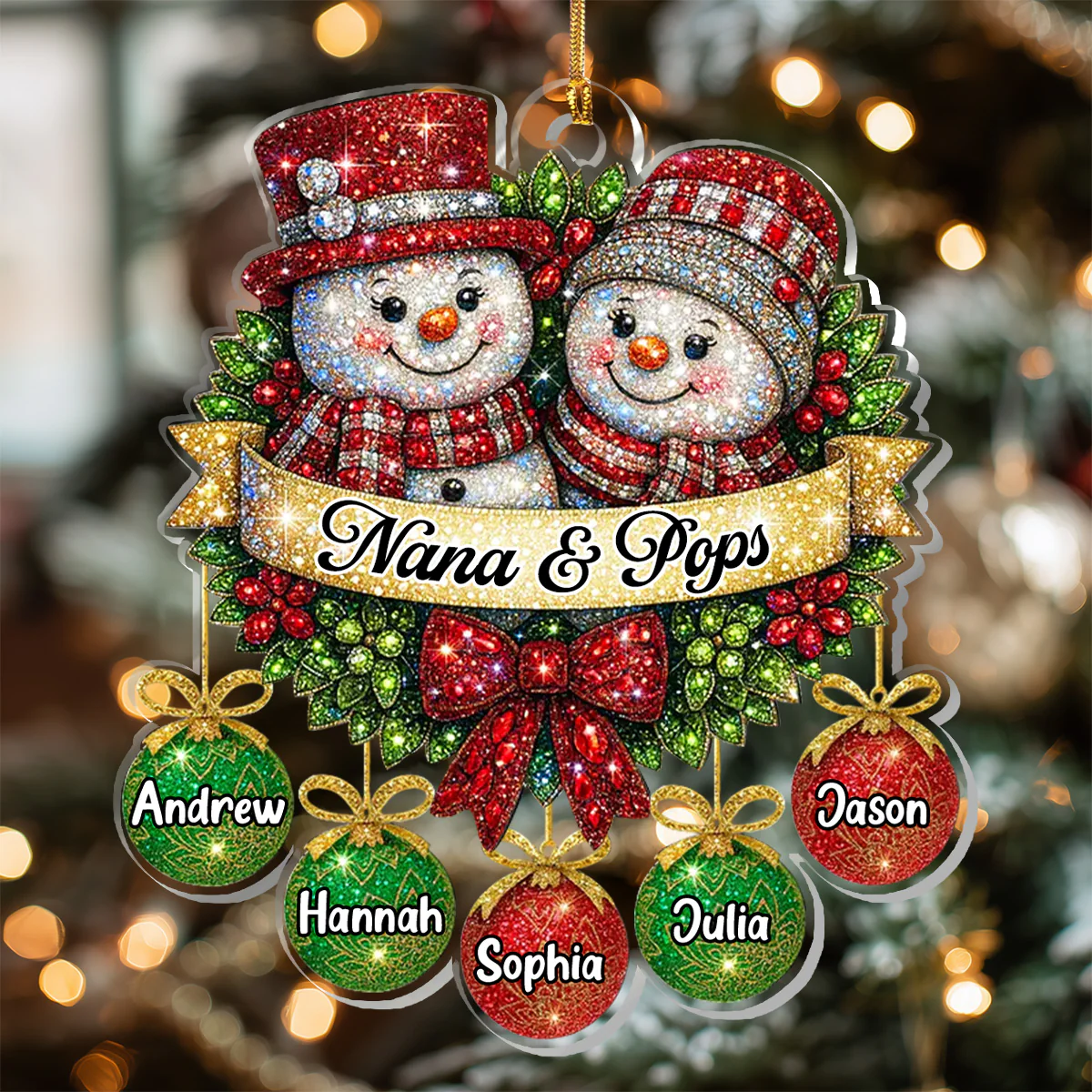 Grandparents' Love Sparkles - Personalized 1-Layer Acrylic Ornament - Image 5