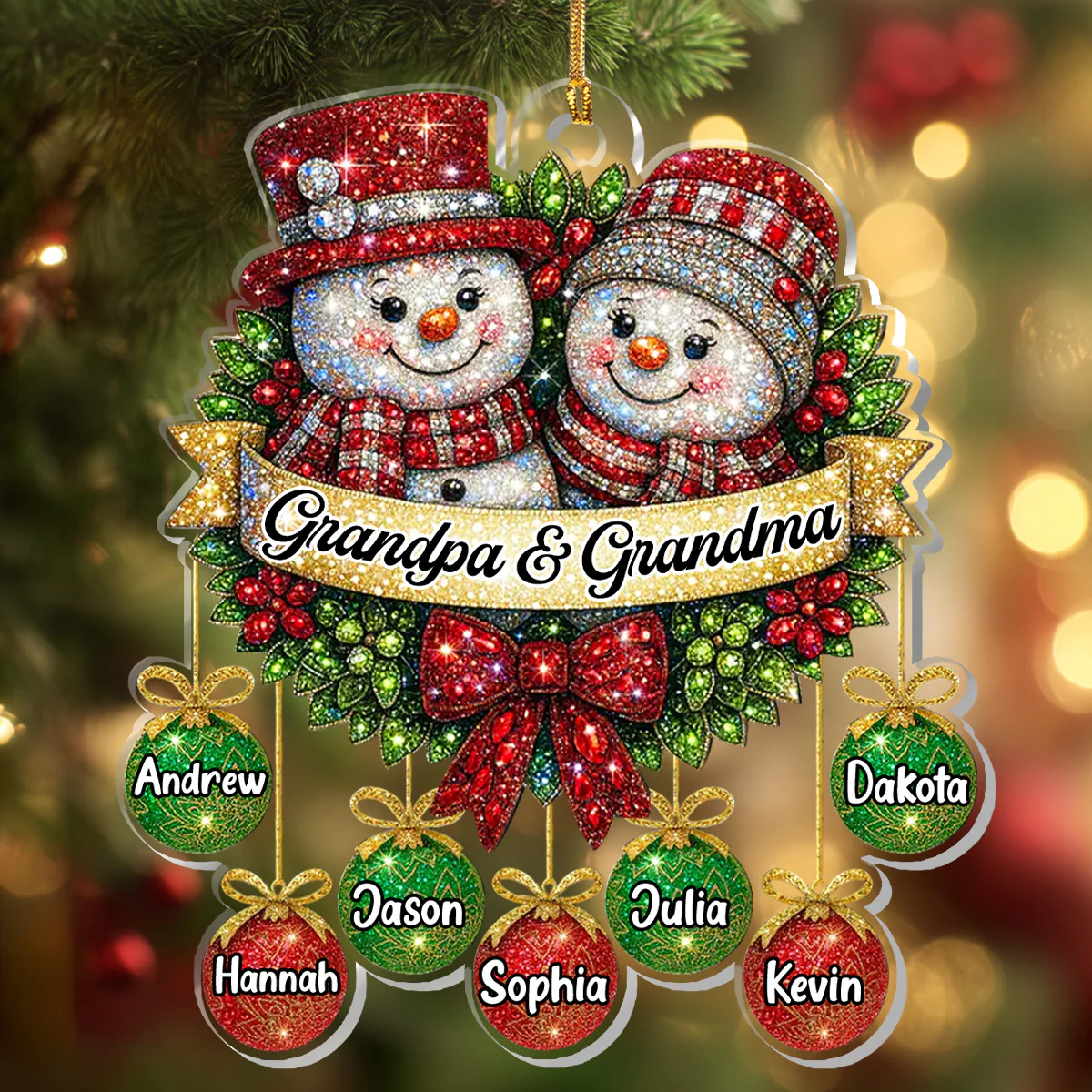 Grandparents' Love Sparkles - Personalized 1-Layer Acrylic Ornament - Image 6