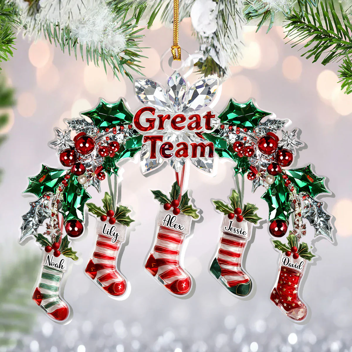 Great Team Stockings Gift For Coworkers - Personalized 1-Layer Acrylic Ornament