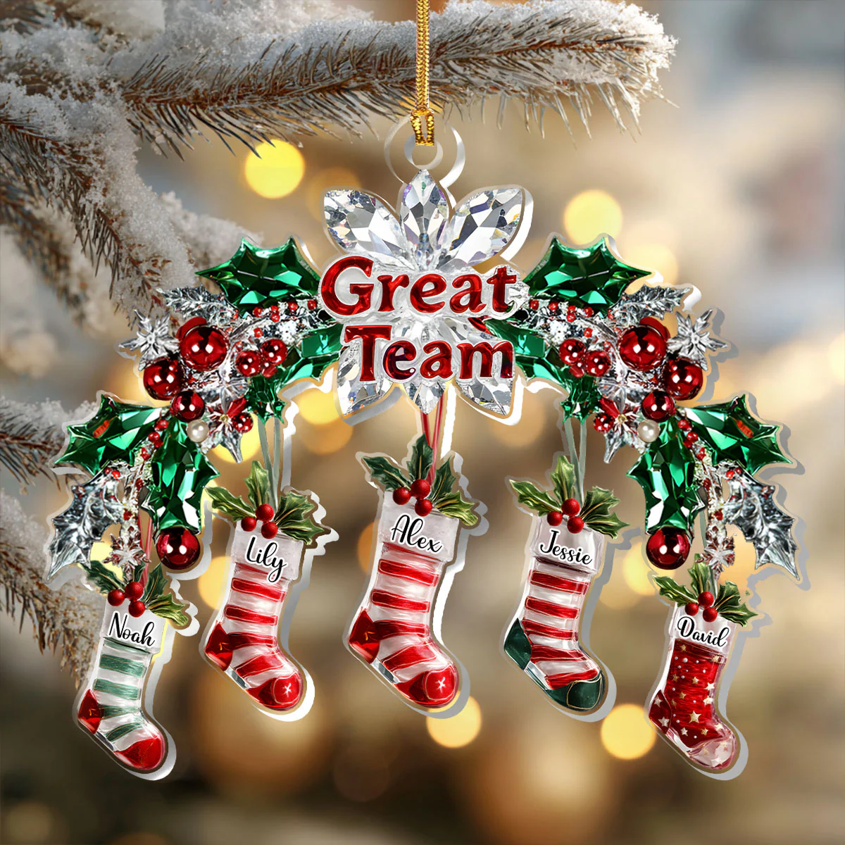 Great Team Stockings Gift For Coworkers - Personalized 1-Layer Acrylic Ornament - Image 2