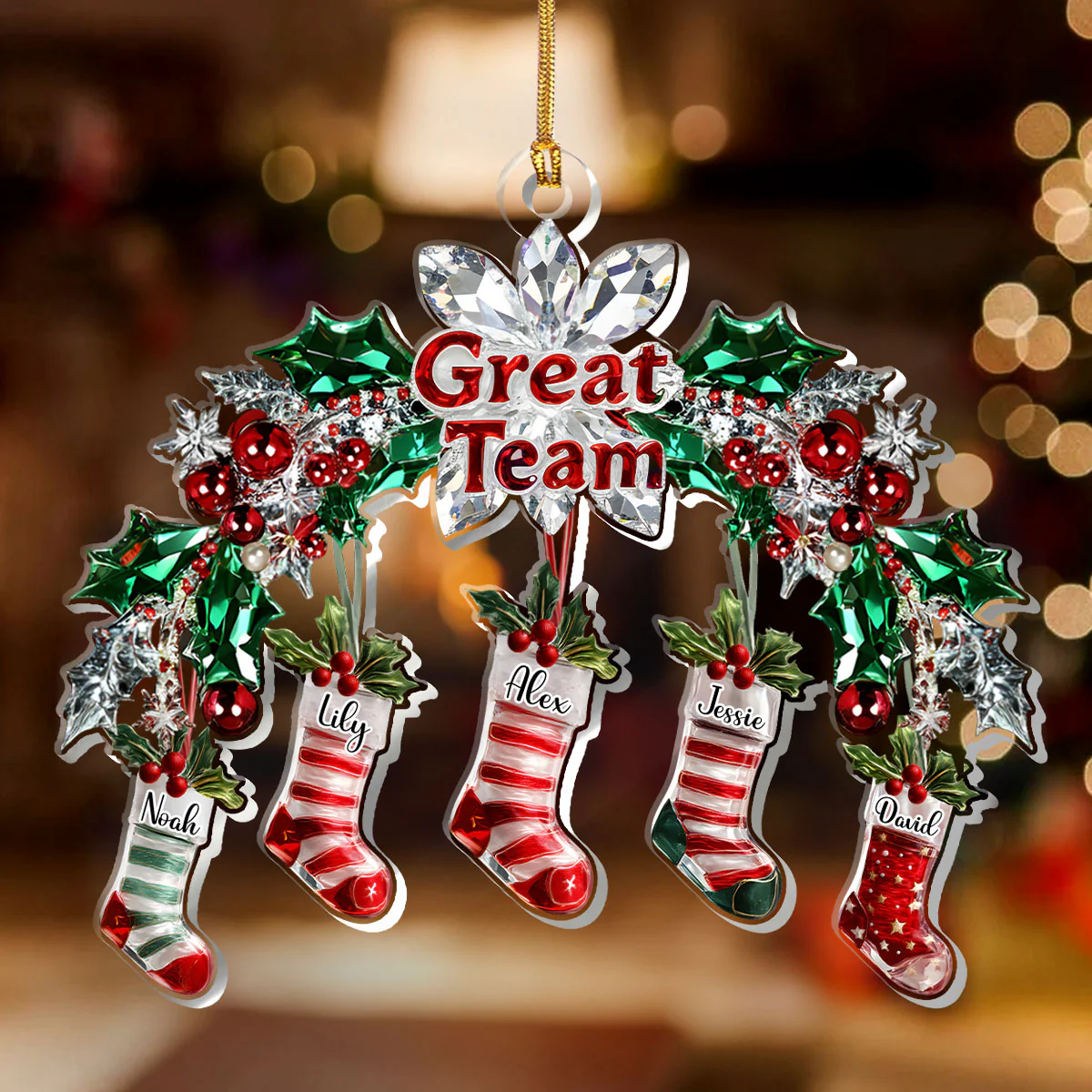 Great Team Stockings Gift For Coworkers - Personalized 1-Layer Acrylic Ornament - Image 3