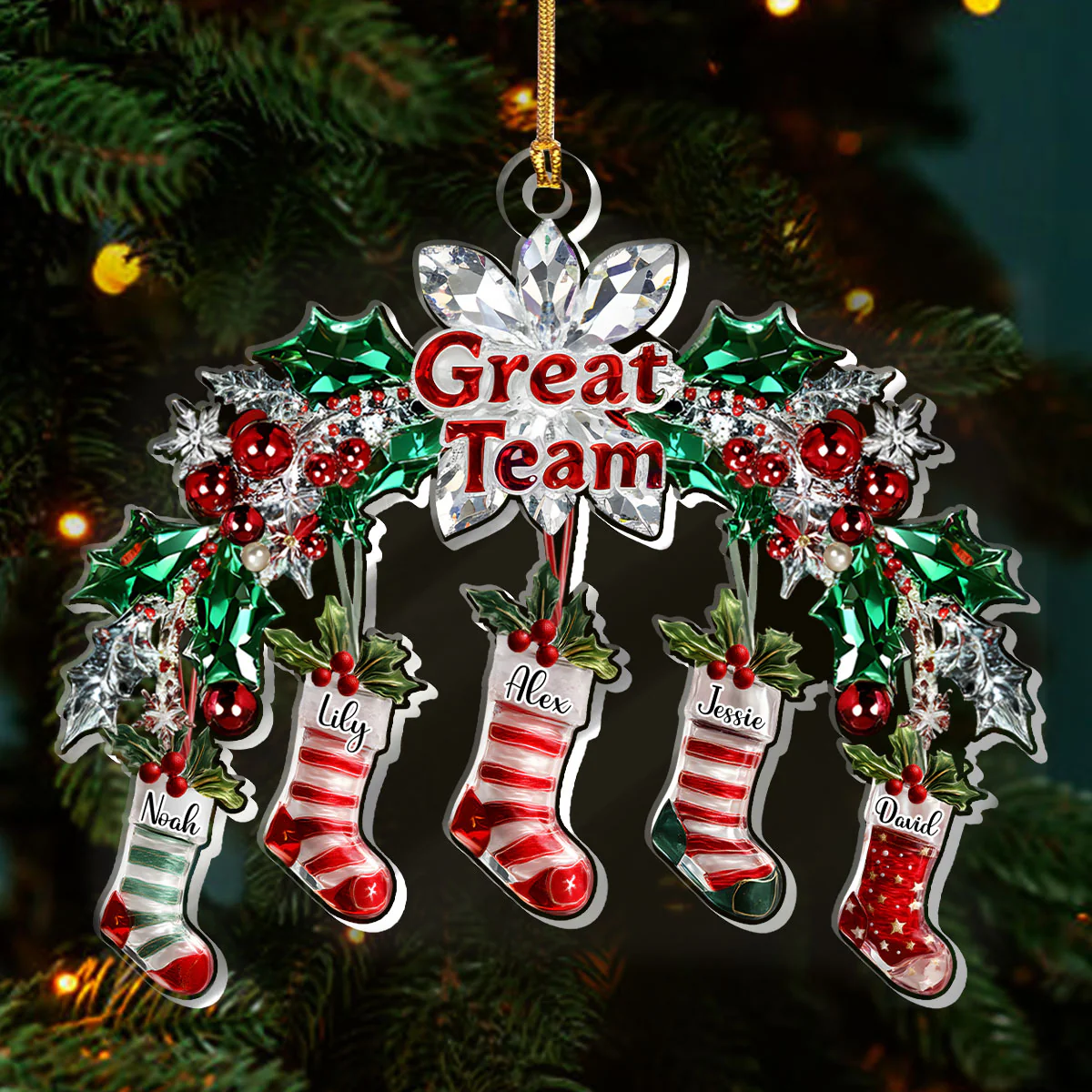 Great Team Stockings Gift For Coworkers - Personalized 1-Layer Acrylic Ornament - Image 4