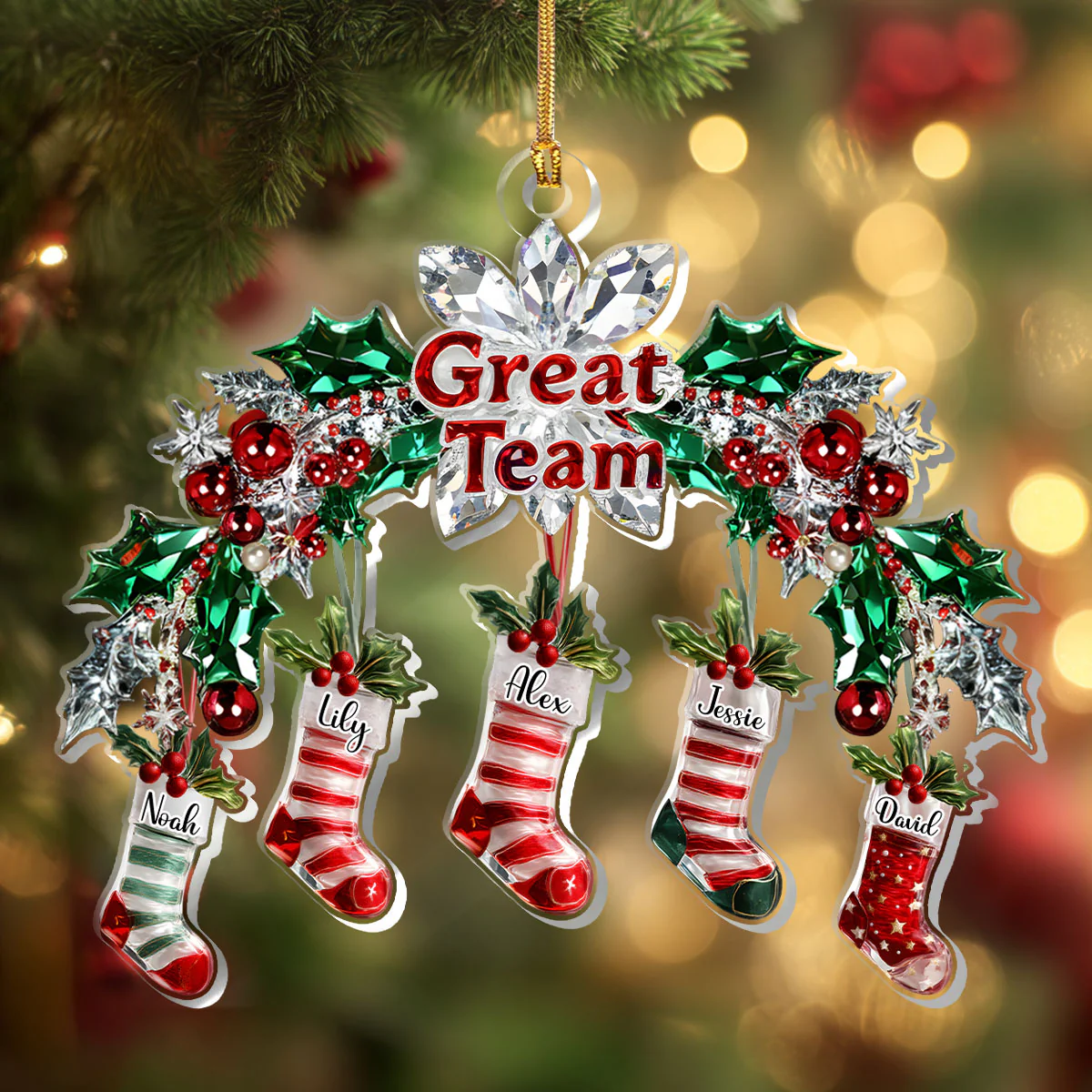 Great Team Stockings Gift For Coworkers - Personalized 1-Layer Acrylic Ornament - Image 5