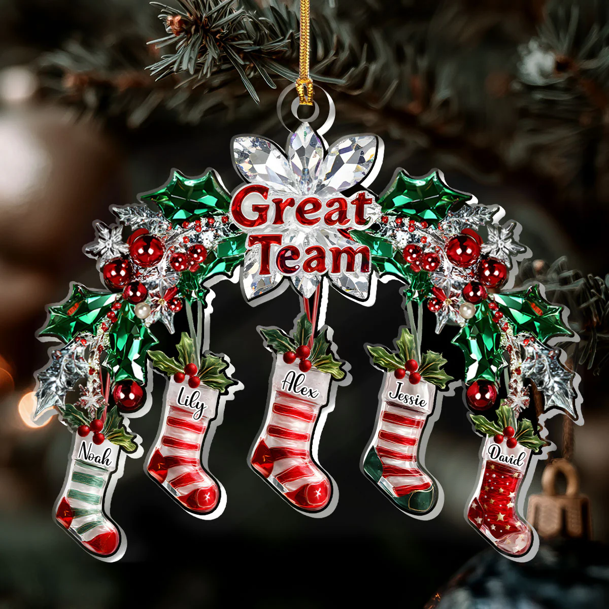 Great Team Stockings Gift For Coworkers - Personalized 1-Layer Acrylic Ornament - Image 7