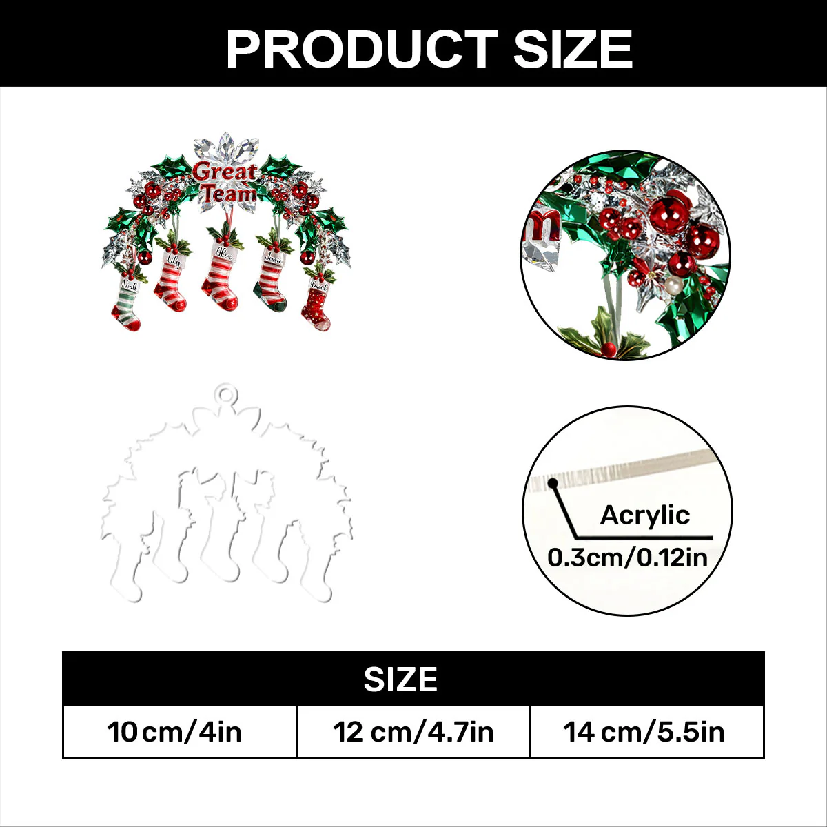 Great Team Stockings Gift For Coworkers - Personalized 1-Layer Acrylic Ornament - Image 8