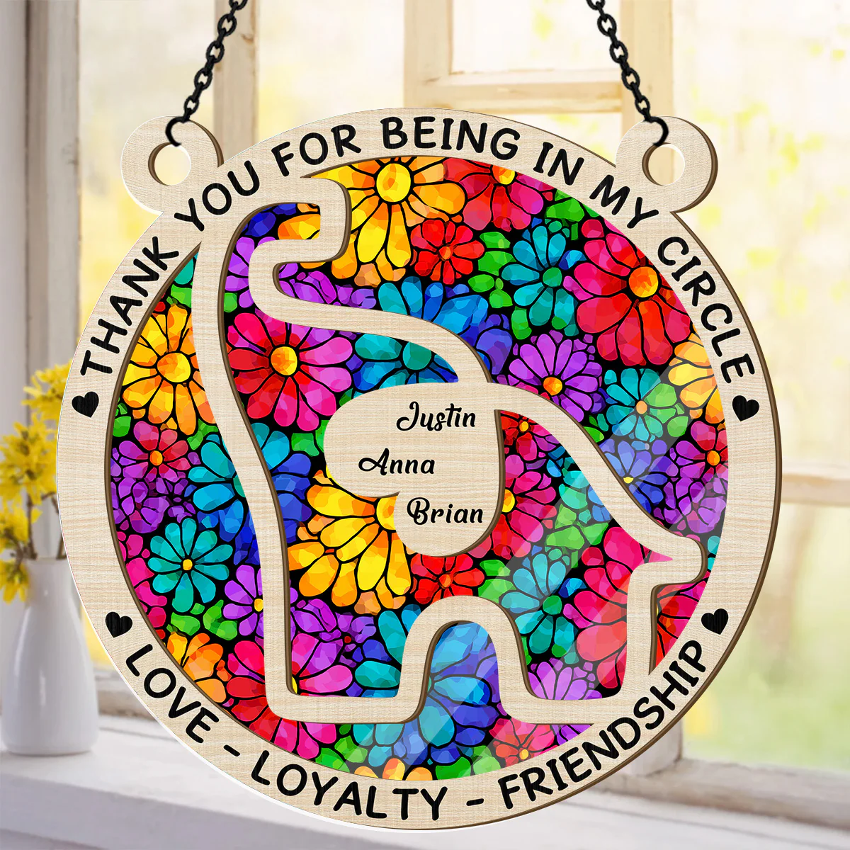 Great To Have You In My Circle - Personalized Window Hanging Suncatcher - Image 6