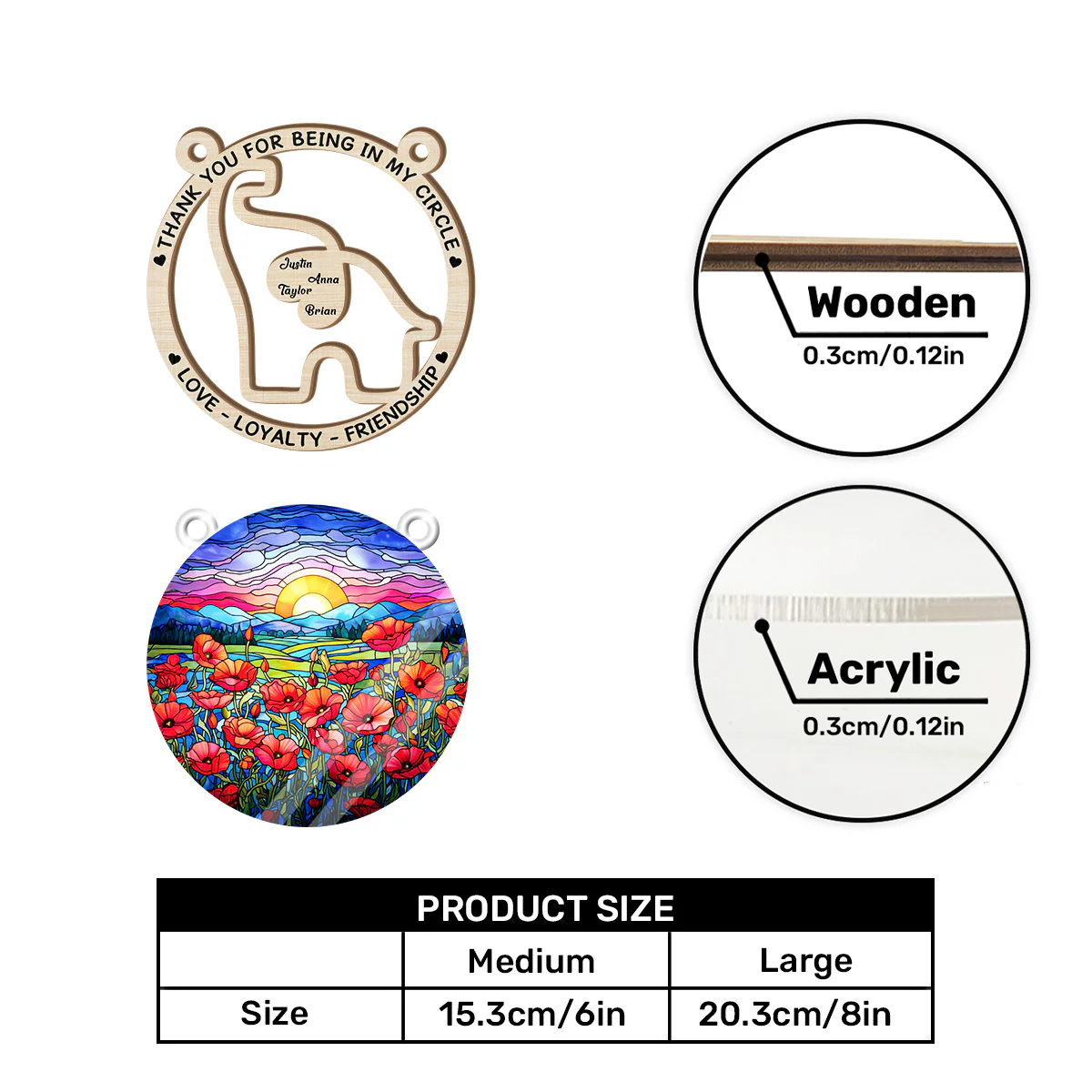 Great To Have You In My Circle - Personalized Window Hanging Suncatcher - Image 7