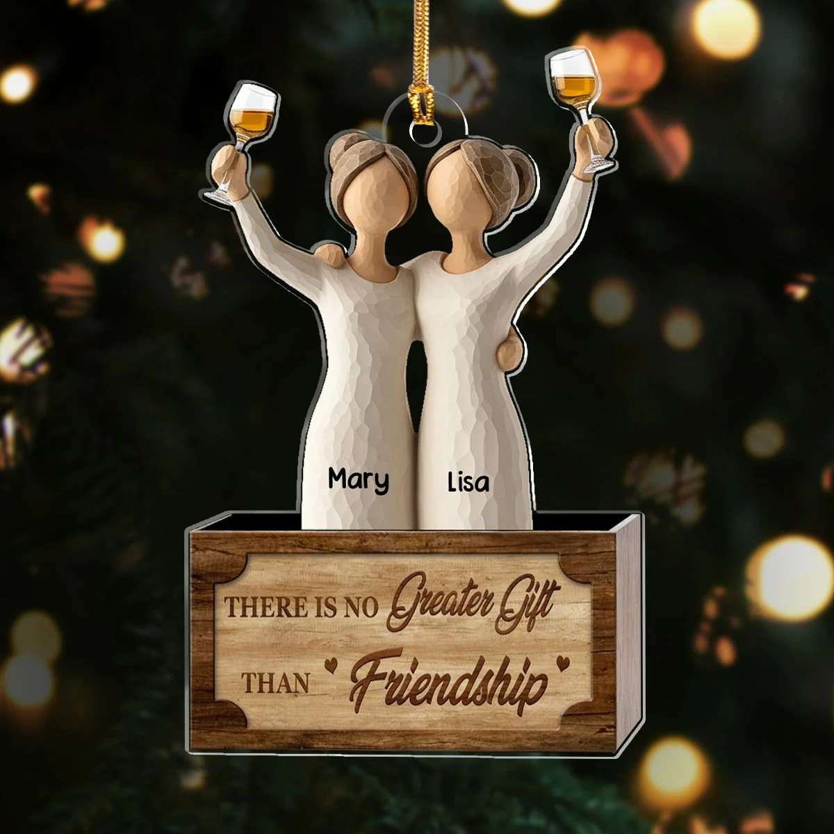 Greater Gift Of Friendship - Personalized 1-Layer Acrylic Ornament - Image 2