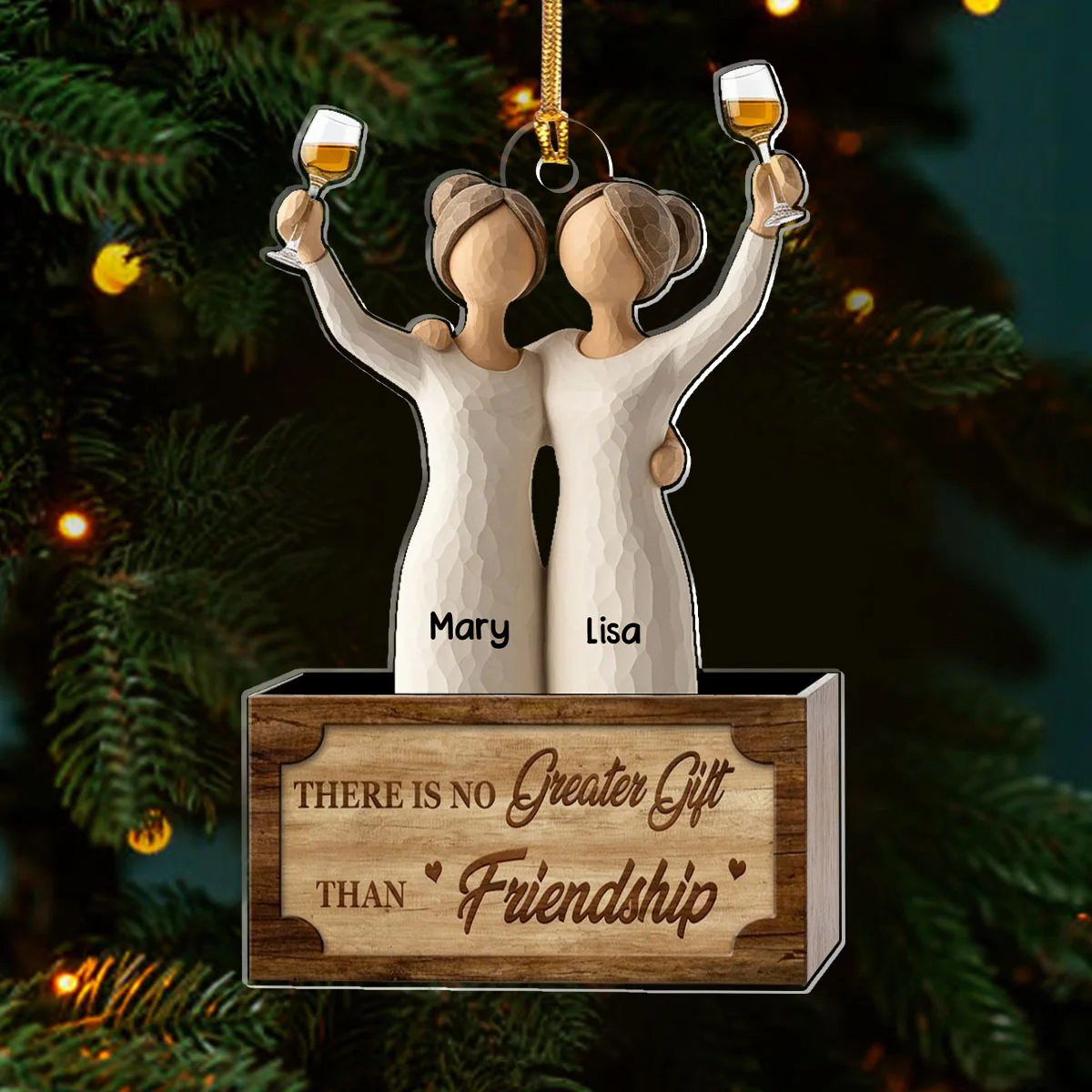 Greater Gift Of Friendship - Personalized 1-Layer Acrylic Ornament - Image 3