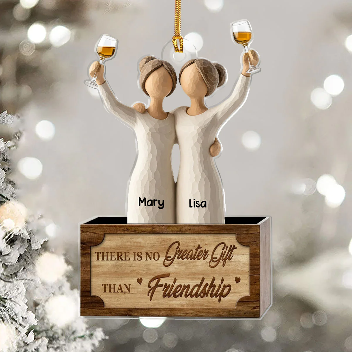 Greater Gift Of Friendship - Personalized 1-Layer Acrylic Ornament - Image 5