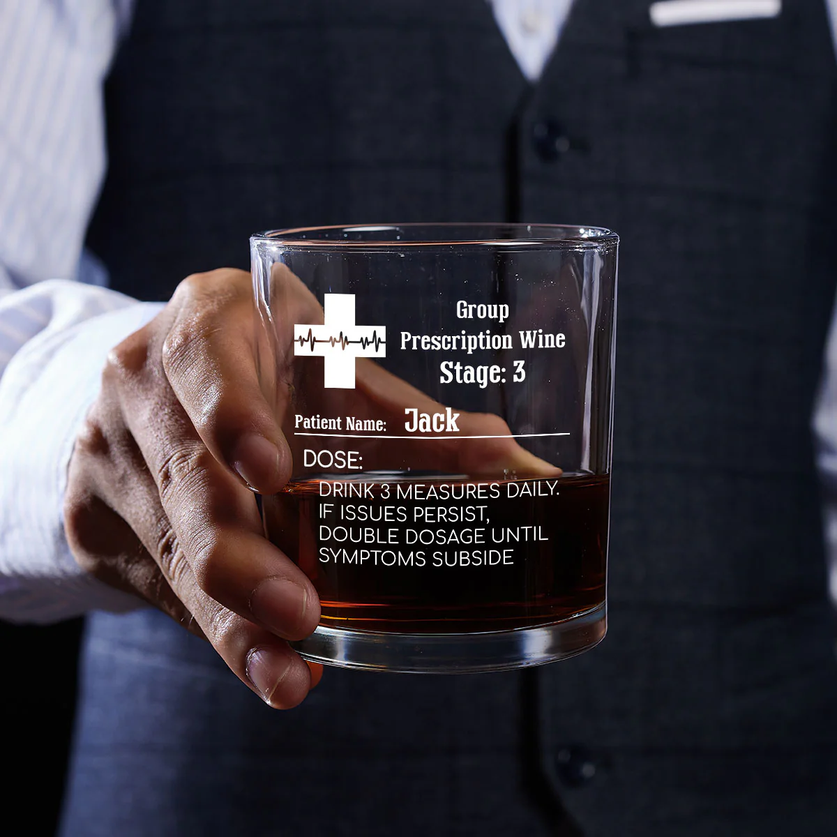 Group Prescription Wine - Personalized Round Whiskey Glass - Image 4