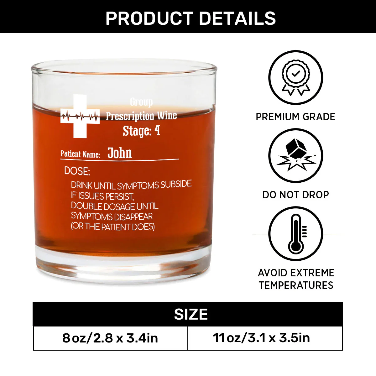 Group Prescription Wine - Personalized Round Whiskey Glass - Image 6