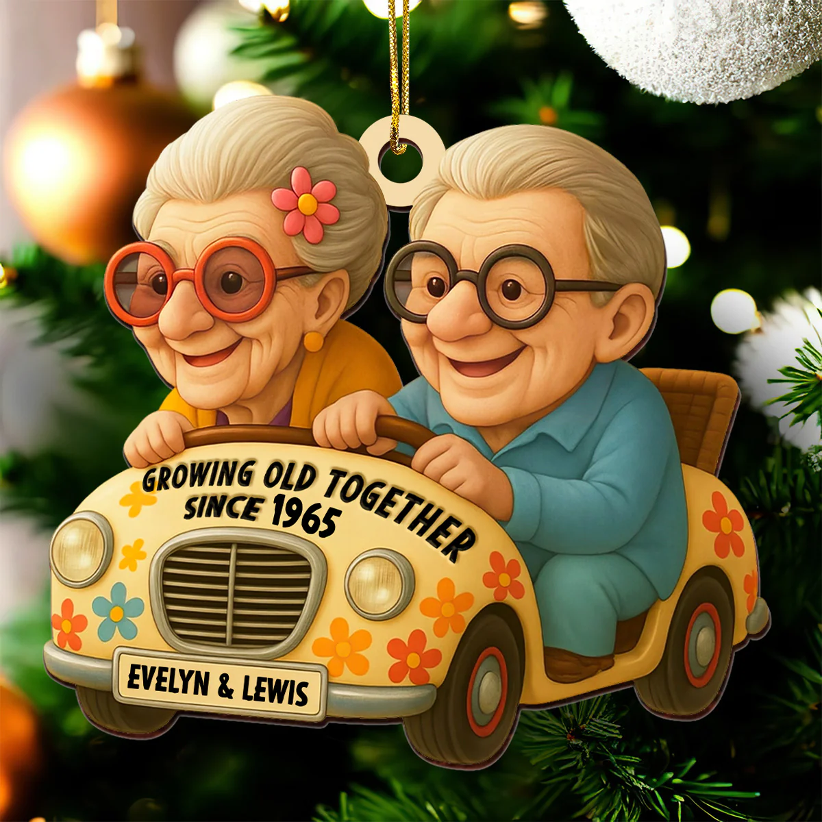 Grow Old Together - Personalized Custom Shape Wood Ornament Cutout & Print - Image 2