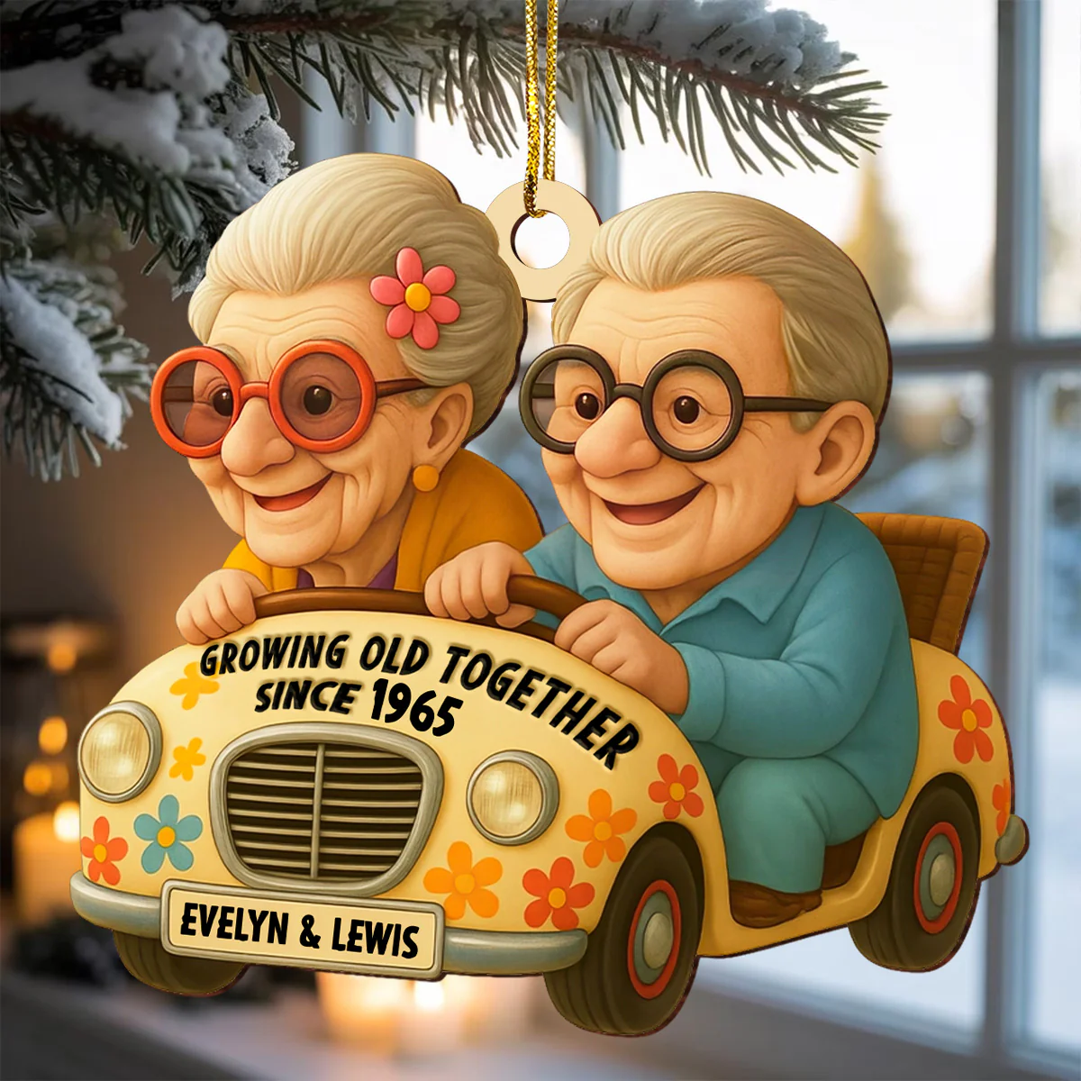 Grow Old Together - Personalized Custom Shape Wood Ornament Cutout & Print - Image 3