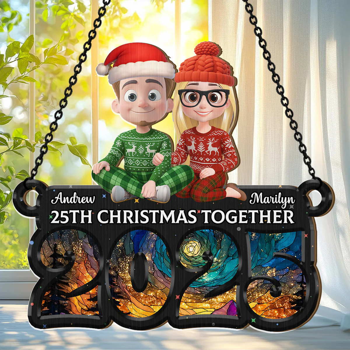 Grow Old Together - Personalized Window Hanging Suncatcher - Image 5
